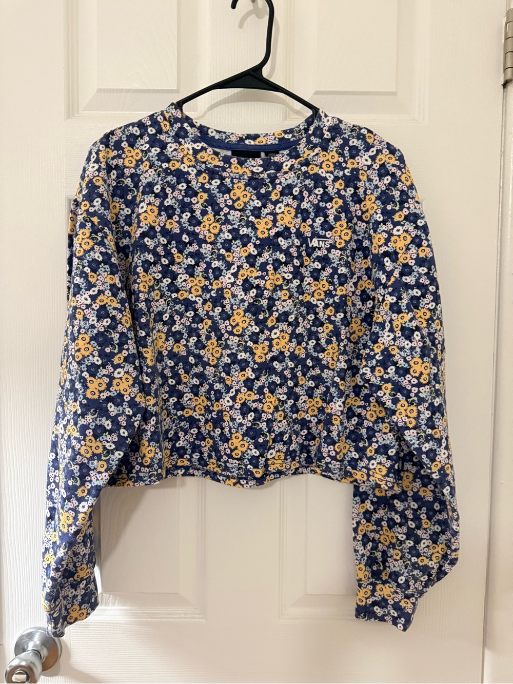 Vans Navy Floral Crewneck Sweatshirt with Yellow & White Flowers